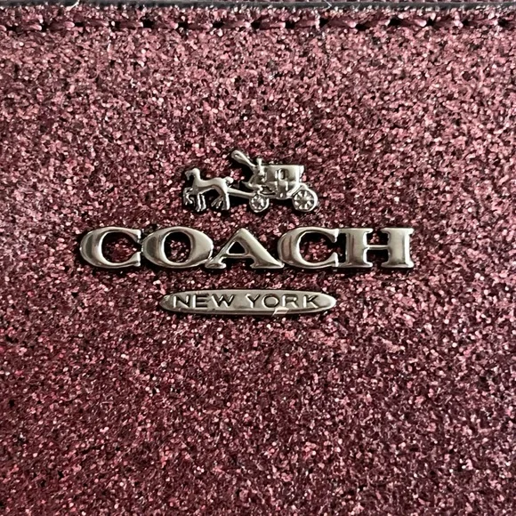Metallic Cherry Coach Wristlet Wallet with Logo Bag Chain Strap - Picture 3 of 9